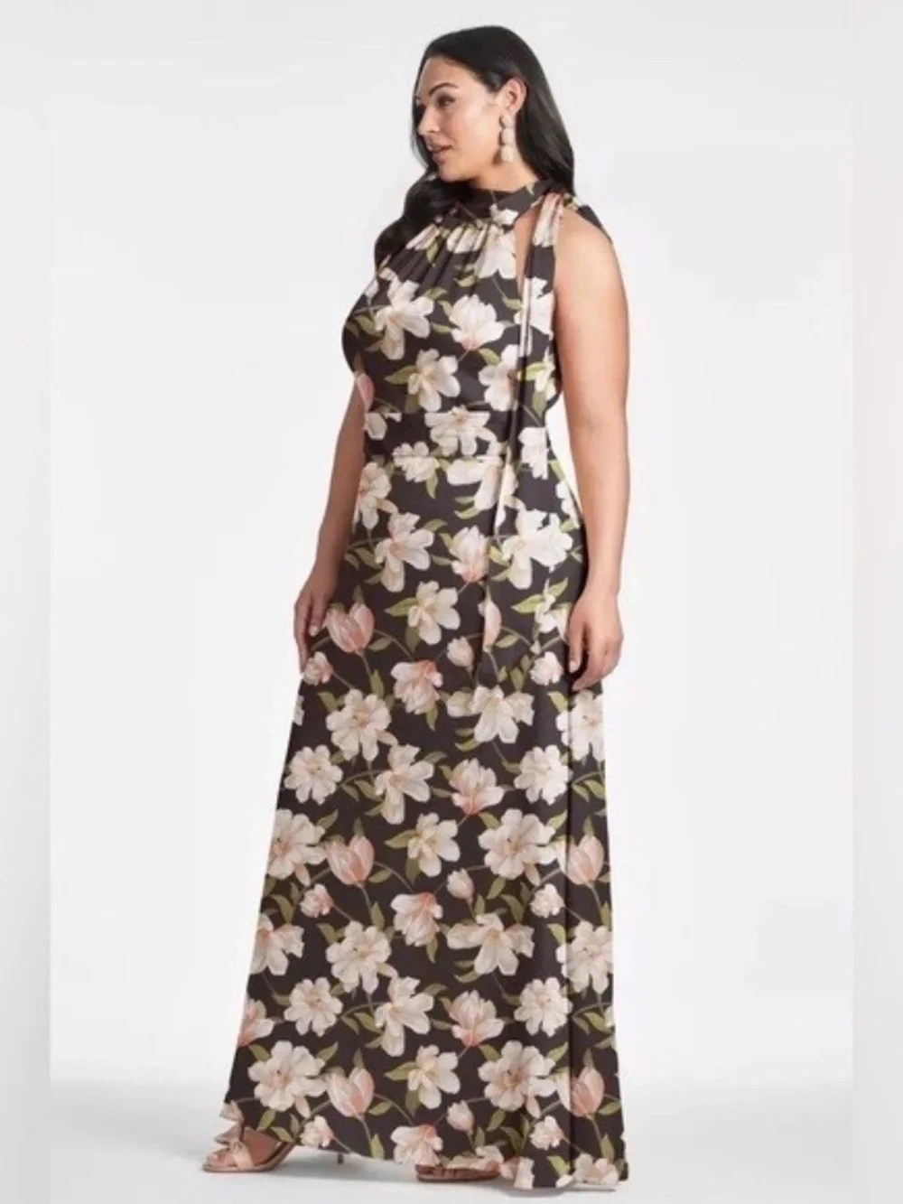 Sachin & Babi Floral Ebony Garden Kayla Halter Gown - Picture 2 of 11